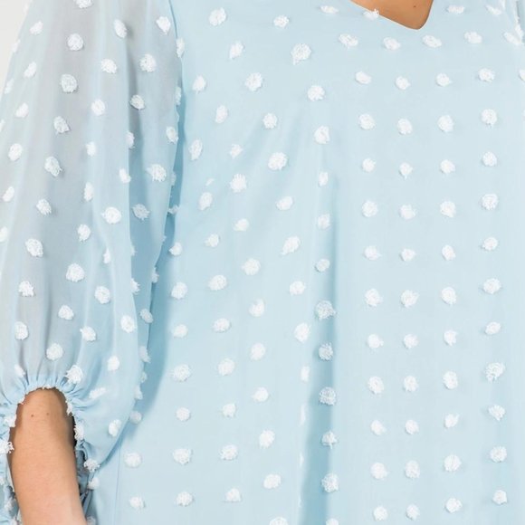 Swiss Dot 3/4 Bubble sleeve, V neck fully lined dress - Picture 4 of 4